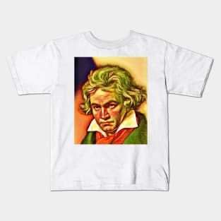 Ludwig van Beethoven snow Portrait | Ludwig van Beethoven Artwork 15 Kids T-Shirt